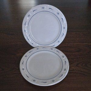 2 Longaberger Woven Traditions Classic Blue 9" Lunch Plates